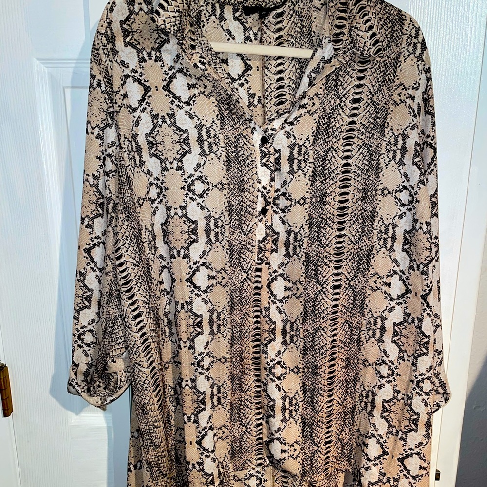 Plus size snakeskin blouse.